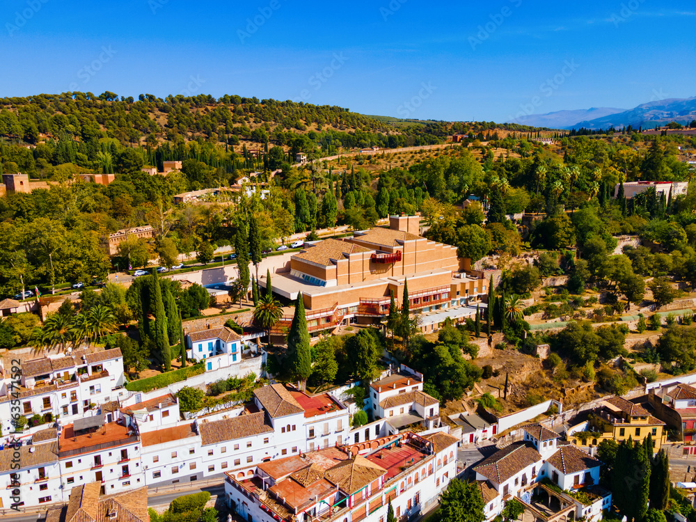 Manuel de Falla Museum aerial panoramic view, Granada