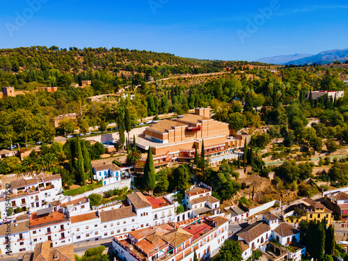 Manuel de Falla Museum aerial panoramic view, Granada