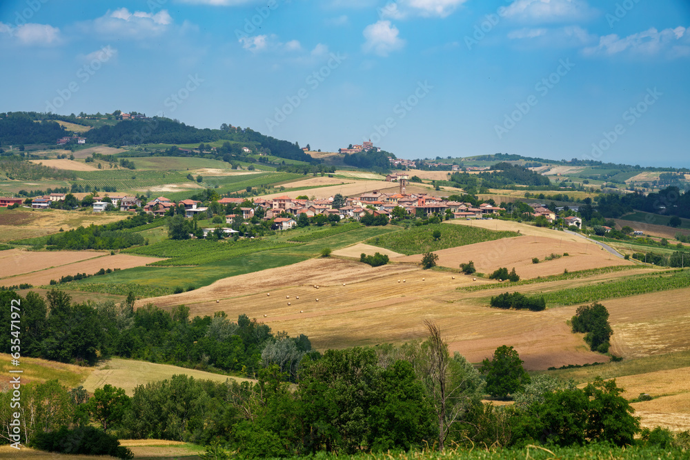 Rural landscape on Tortona hills, Piedmont, Italy