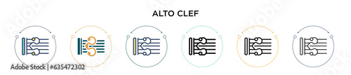 Alto clef icon in filled, thin line, outline and stroke style. Vector illustration of two colored and black alto clef vector icons designs can be used for mobile, ui, web