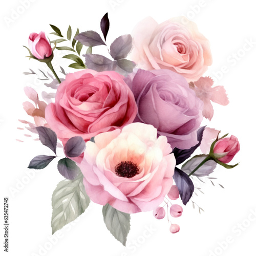 Flowers Watercolor Clip Art, Watercolor Illustration, Flowers Sublimation Design, Flowers Clip Art. © TasaDigital