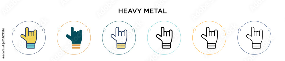 Heavy metal icon in filled, thin line, outline and stroke style. Vector ...