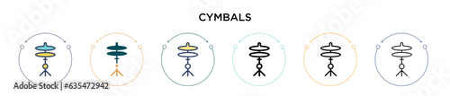 Cymbals icon in filled, thin line, outline and stroke style. Vector illustration of two colored and black cymbals vector icons designs can be used for mobile, ui, web