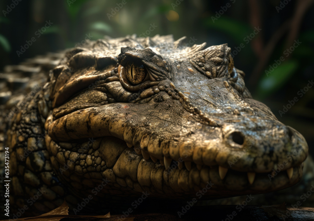 Fototapeta premium Crocodile portrait created with Generative AI technology