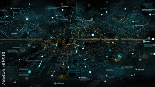 City map illustration, location and technology concept. Generative AI