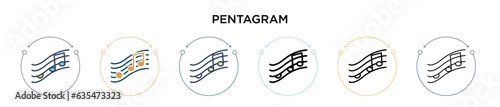 Pentagram icon in filled, thin line, outline and stroke style. Vector illustration of two colored and black pentagram vector icons designs can be used for mobile, ui, web