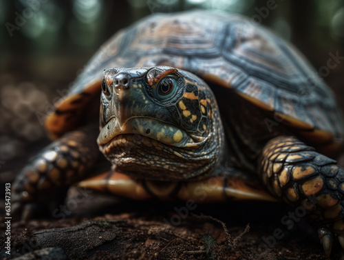 Turtle portrait created with Generative AI technology
