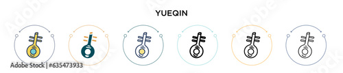 Yueqin icon in filled, thin line, outline and stroke style. Vector illustration of two colored and black yueqin vector icons designs can be used for mobile, ui, web photo
