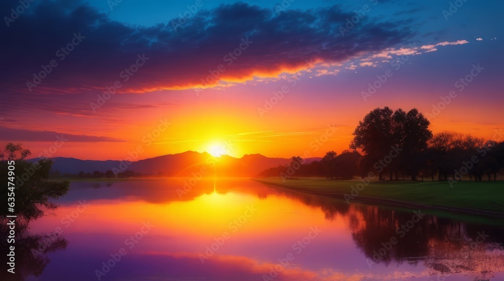 The vibrant colors of the sky and the calmness of the scene could inspire a sense of hope, determination, and the idea that every day is a fresh opportunity to achieve one's goals. The vibrant colors of the sky and the calmness of the scene could inspire a sense of hope, determination, and the idea that every day is a fresh opportunity to achieve one's goals.