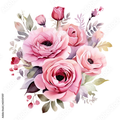 Flowers Watercolor Clip Art, Watercolor Illustration, Flowers Sublimation Design, Flowers Clip Art.