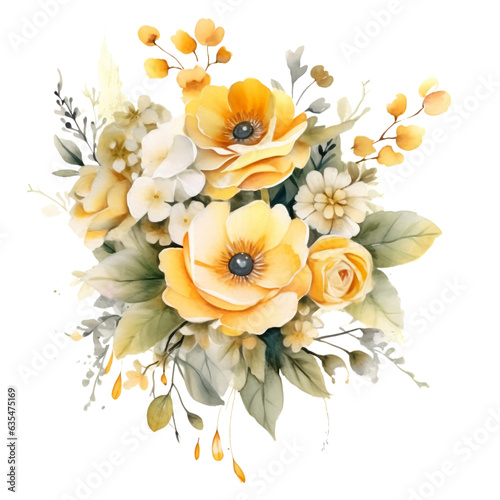 Flowers Watercolor Clip Art, Watercolor Illustration, Flowers Sublimation Design, Flowers Clip Art.