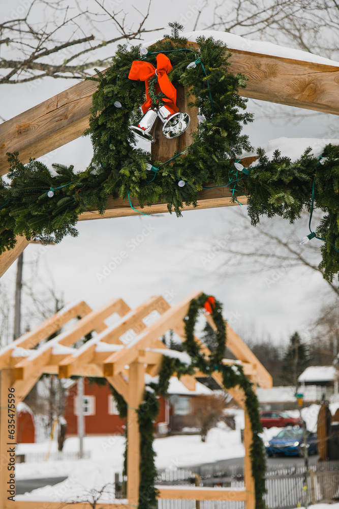 Snowy winter scene at Christmas in Canada.