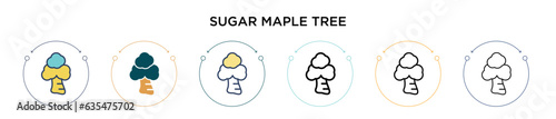 Sugar maple tree icon in filled, thin line, outline and stroke style. Vector illustration of two colored and black sugar maple tree vector icons designs can be used for mobile, ui, web