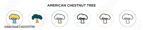 American chestnut tree icon in filled, thin line, outline and stroke style. Vector illustration of two colored and black american chestnut tree vector icons designs can be used for mobile, ui, web