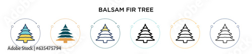 Balsam fir tree icon in filled, thin line, outline and stroke style. Vector illustration of two colored and black balsam fir tree vector icons designs can be used for mobile, ui, web