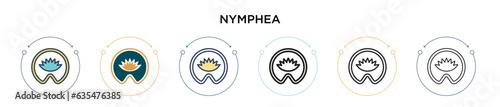 Fényképezés Nymphea icon in filled, thin line, outline and stroke style