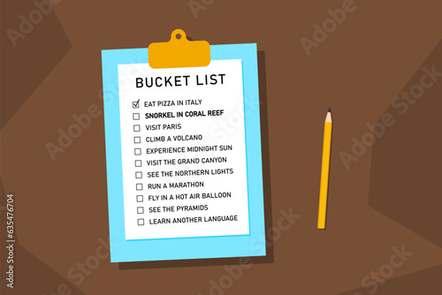 Bucket list travel plans checklist