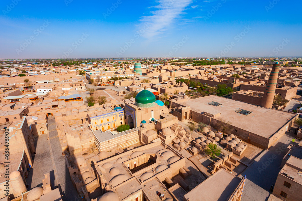 Itchan Kala aerial panoramic view, Khiva