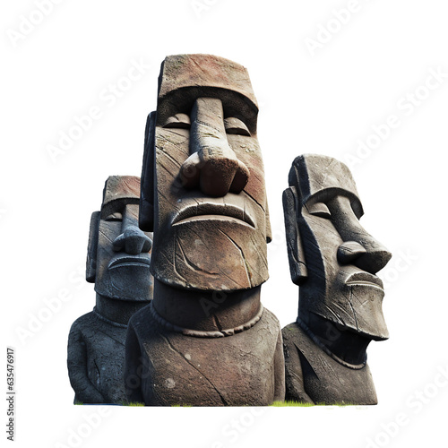 Moai statues. isolated object, transparent background