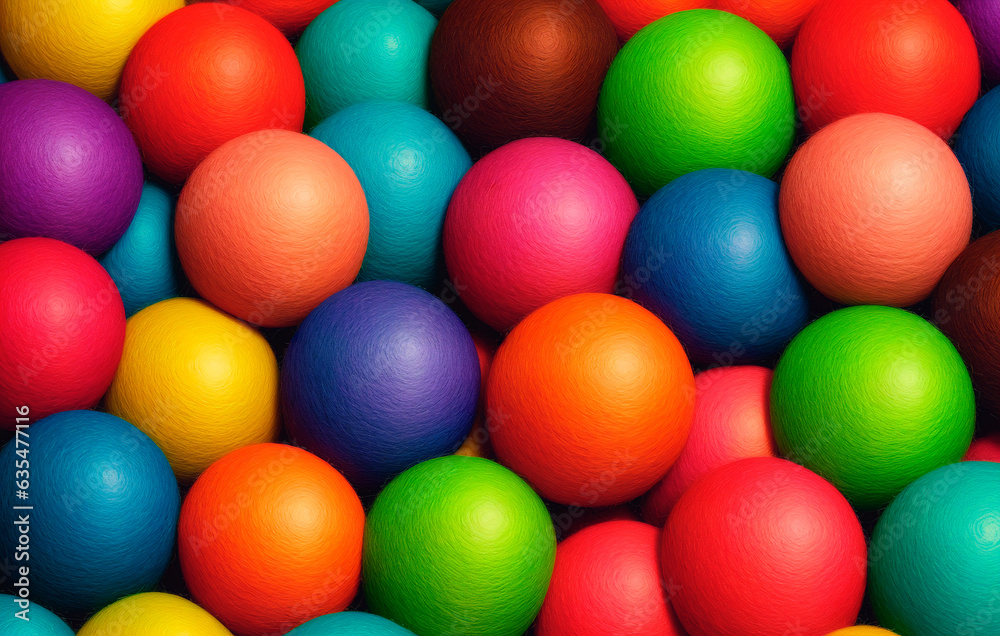Colorful plastic balls background. Top view of colorful plastic balls. 