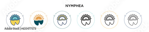 Fényképezés Nymphea icon in filled, thin line, outline and stroke style