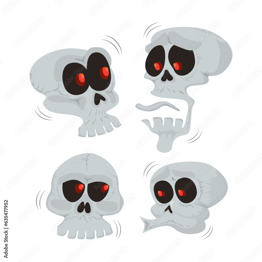 Fototapeta premium Happy halloween funny skull, Vector illustration cartoon EPS images. 