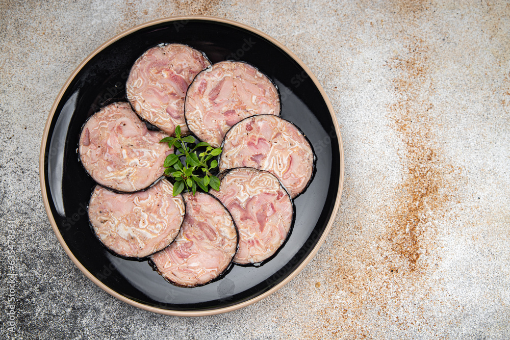 meat sausage pork Andouille (pork stomach, pork neck, offal) ready to