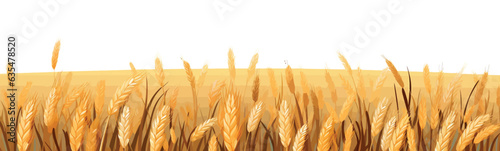 wheat field vector simple 3d smooth cut and paste isolated illustration