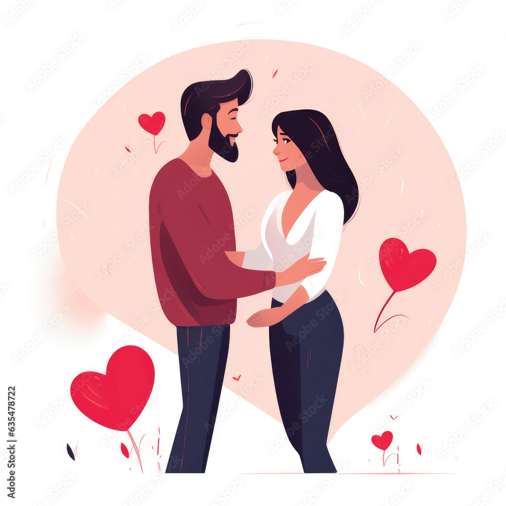 Whimsical Exaggerated Couple in Flat Style Whimsical Exaggerated Couple in Flat Style