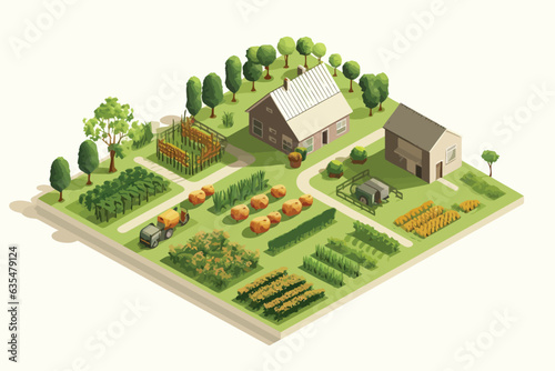 Fototapete agriculture isometric vector flat minimalistic isolated illustration
