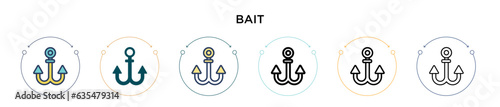 Bait icon in filled, thin line, outline and stroke style. Vector illustration of two colored and black bait vector icons designs can be used for mobile, ui, web