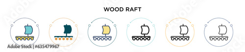 Wood raft icon in filled, thin line, outline and stroke style. Vector illustration of two colored and black wood raft vector icons designs can be used for mobile, ui, web