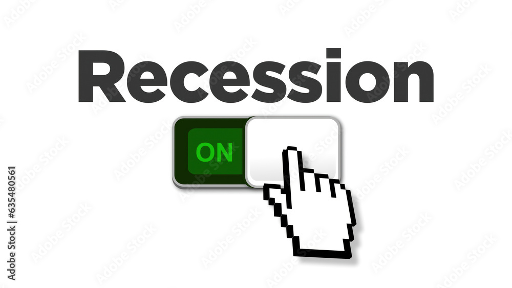 A computer cursor turns on a recession slider button. A computer cursor turns on a recession slider button.