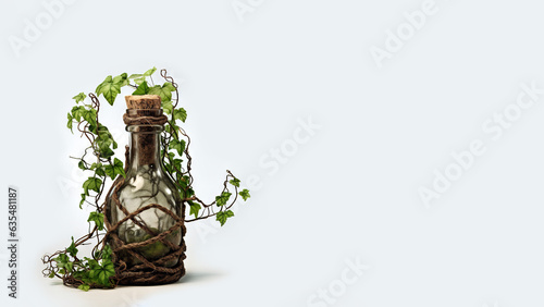 Plant in a bottle on white background (Generative AI)