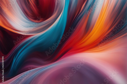 Art concept warp of space and time, dynamic colored waves diverge in different directions