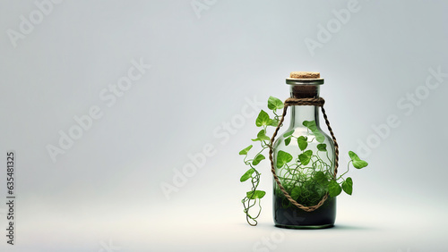 Plant in a bottle on white background (Generative AI)