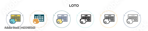 Loto icon in filled, thin line, outline and stroke style. Vector illustration of two colored and black loto vector icons designs can be used for mobile, ui, web