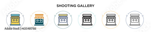 Shooting gallery icon in filled, thin line, outline and stroke style. Vector illustration of two colored and black shooting gallery vector icons designs can be used for mobile, ui, web photo