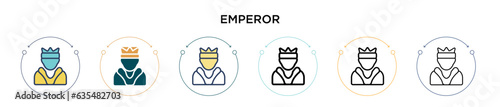 Emperor icon in filled, thin line, outline and stroke style. Vector illustration of two colored and black emperor vector icons designs can be used for mobile, ui, web