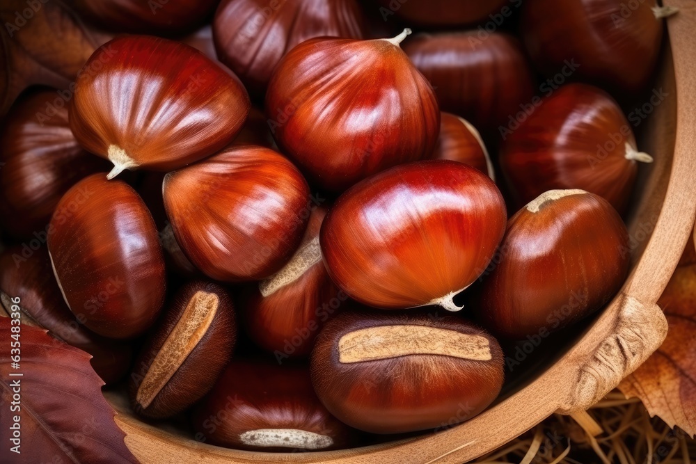 Ripe chestnuts close up. Raw Chestnuts for Christmas Ripe chestnuts close up. Raw Chestnuts for Christmas
