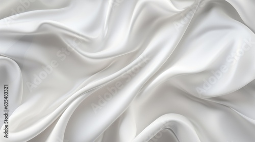 White glossy fluid fabrics abstract silk folds background. AI generative.