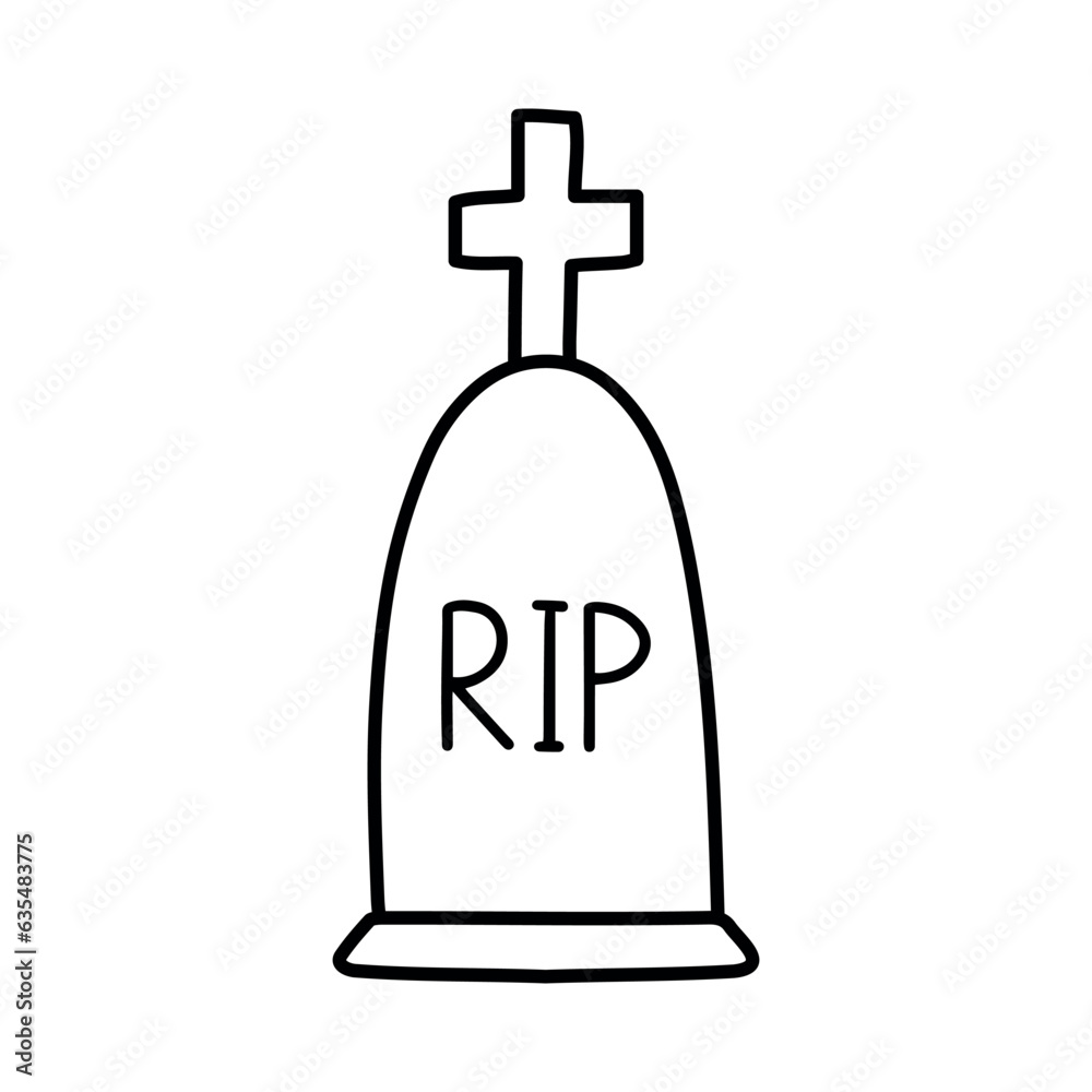 Fototapeta premium Halloween Element and Object for Design Projects. Tombstone for Halloween. Ancient RIP.