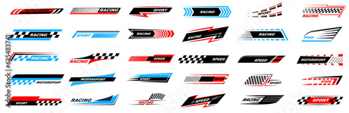 Sports stripes, car stickers black color. Racing decals for tuning set. Vector illustration.
