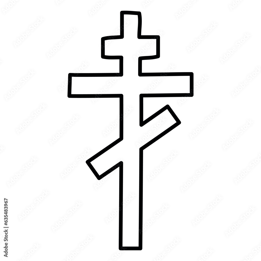 Christian cross doodle and contour style