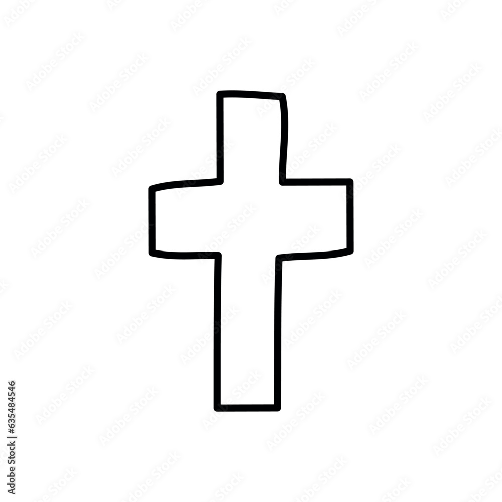 Christian cross doodle and contour style Christian cross doodle and contour style