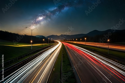 traffic on highway at night Generated AI