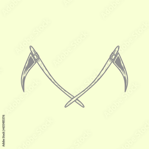 Illustration of two scythes