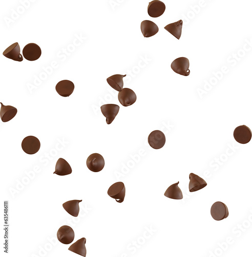 3d render falling chocolate chips