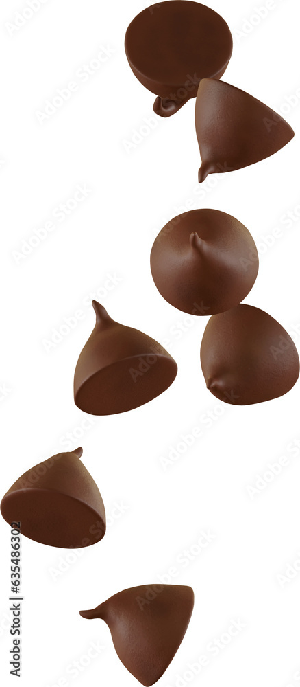 Fototapeta premium 3d render falling brown choco chips