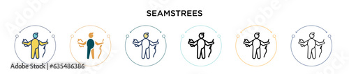 Seamstrees icon in filled, thin line, outline and stroke style. Vector illustration of two colored and black seamstrees vector icons designs can be used for mobile, ui, web